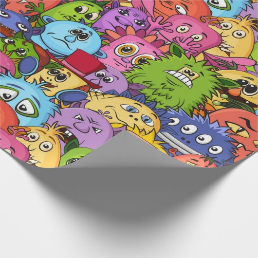 Happy Monsters Pattern Geschenkpapier (Ecke)