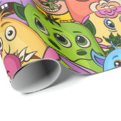 Happy Monsters Pattern Geschenkpapier (Rolleneckpunkt)