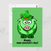 Happy Moo Patrick Day Postkarte (Vorne/Hinten)