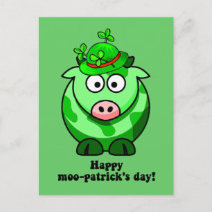 Happy Moo Patrick Day Postkarte