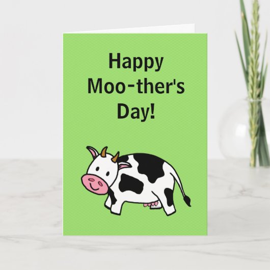 Happy Moo-ther's Day Moo Cow mit rosa Udder Karte (Vorderseite)