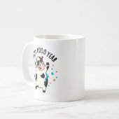 Happy Moo Year Funny Cow Puff Kaffeetasse (Vorderseite Links)