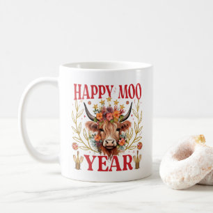 Happy Moo Year Highland Cow Tasse