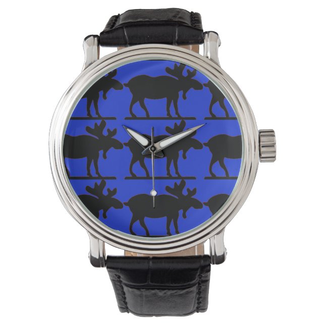 Happy Moose - BluBkg Armbanduhr (Vorderseite)