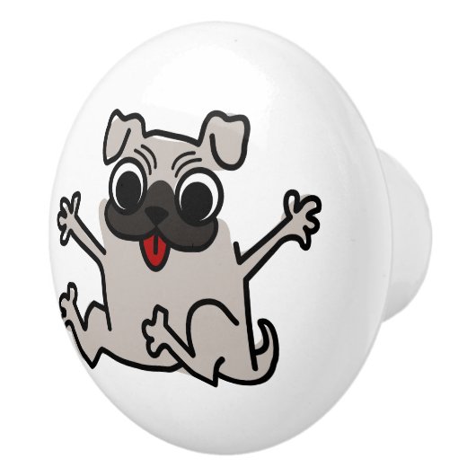 Happy Mops Keramikknauf (Rechts)