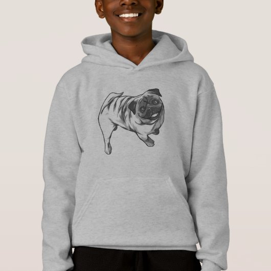 Happy Mops lächelnd Design Hoodie (Vorderseite)