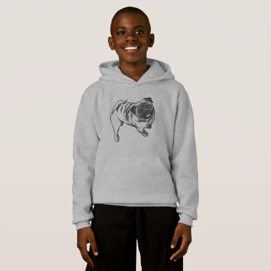 Happy Mops lächelnd Design Hoodie (Vorne ganz)