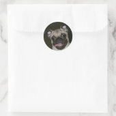 Happy Mops Runder Aufkleber (Tasche)