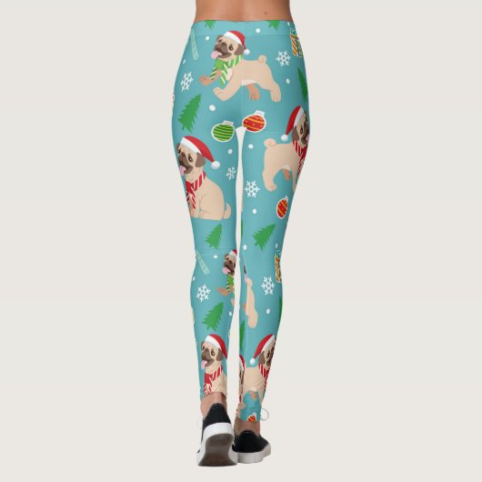 Happy Mops Weihnachtsmuster Leggings (Rückseite)