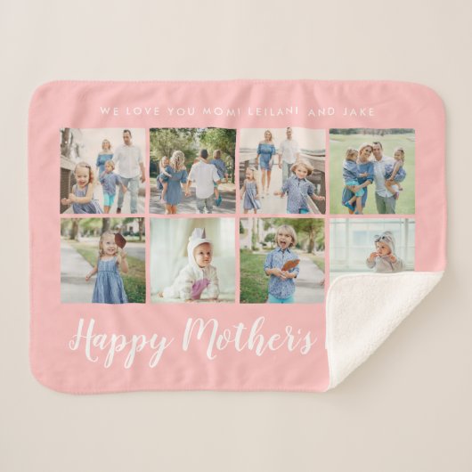 Happy Mother Day 8 Foto Custom Blush Pink Sherpadecke (Vorderseite (Horizontal))