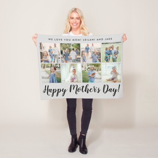 Happy Mother Day 8 Foto Custom Message Graue Fleecedecke (Beispiel)