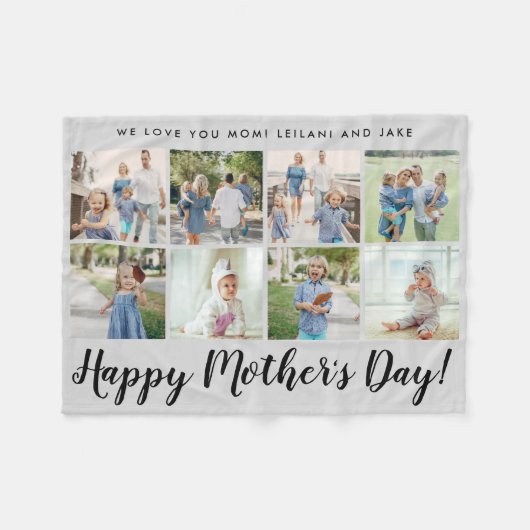 Happy Mother Day 8 Foto Custom Message Graue Fleecedecke (Vorderseite (Horizontal))