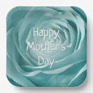Happy Mother Day Aquamarine Rose Abstrakte Fotogra Pappteller