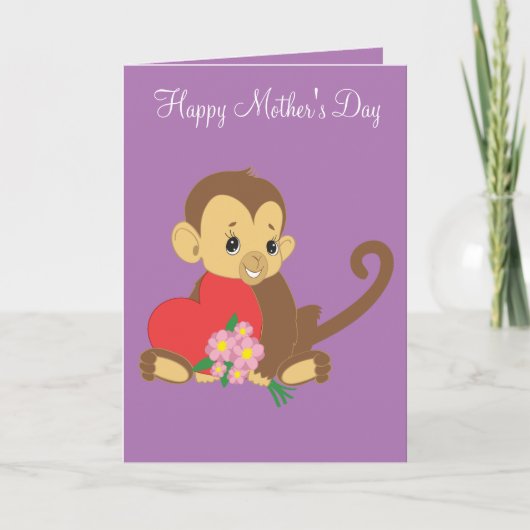 Happy Mother Day Baby Monkey Karte (Vorderseite)