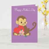 Happy Mother Day Baby Monkey Karte (Gelbe Blume)