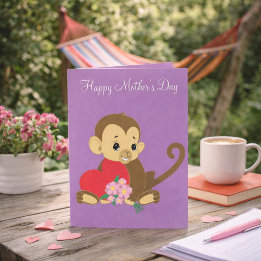 Happy Mother Day Baby Monkey Karte