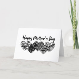 Happy Mother Day Black Decorative Hearts Feiertagskarte