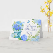 Happy Mother Day Blue Hydrangea Blume Karte (Gelbe Blume)