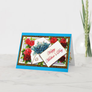 Happy Mother Day Blue Vintag Floral Gruß Karte