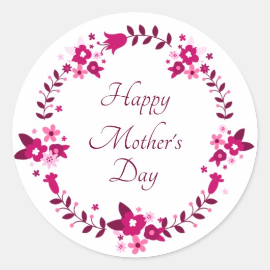 Happy Mother Day Blumengarten Rosa Runder Aufkleber (Vorderseite)
