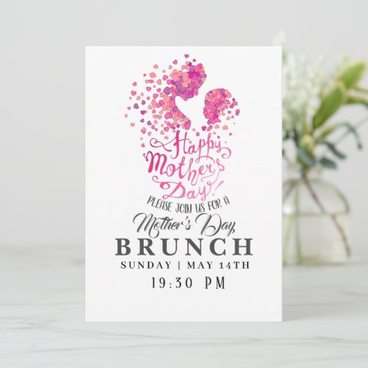 Happy Mother Day Brunch Einladung (Stehend Vorderseite)