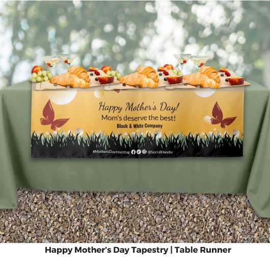 Happy Mother Day Butterflies Event Table Runner Wandteppich