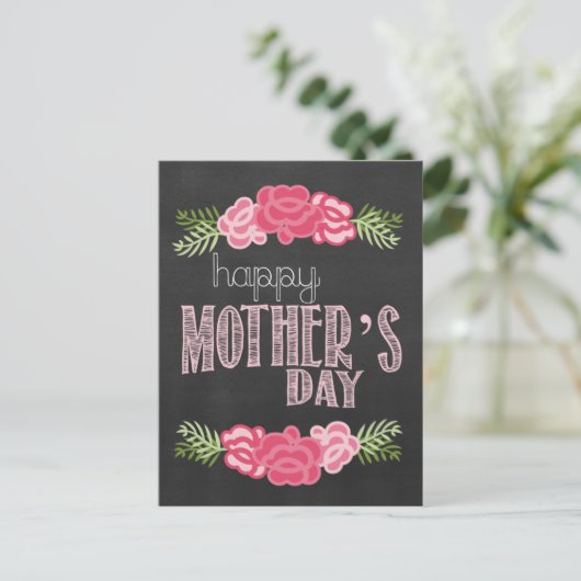 Happy Mother Day Chalkboard Design Postkarte (Stehend Vorderseite)