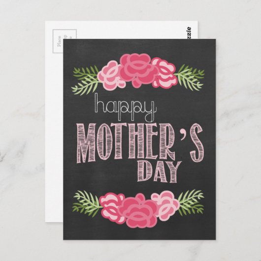 Happy Mother Day Chalkboard Design Postkarte (Vorne/Hinten)