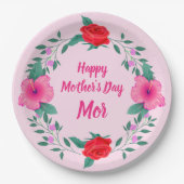 Happy Mother Day Edit Name Dänisch - Mor Pappteller (Vorderseite)
