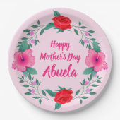Happy Mother Day Edit Name Großmutter Abuela Pappteller (Vorderseite)