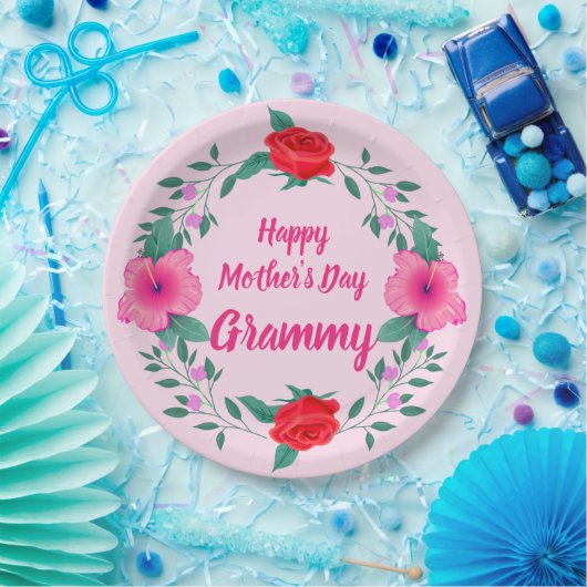 Happy Mother Day Edit Name Großmutter Grammy Pappteller (Party)