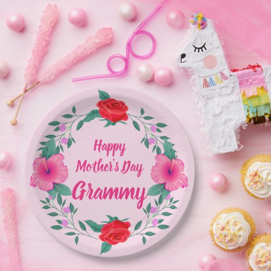 Happy Mother Day Edit Name Großmutter Grammy Pappteller (Party)