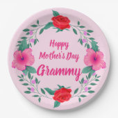 Happy Mother Day Edit Name Großmutter Grammy Pappteller (Vorderseite)