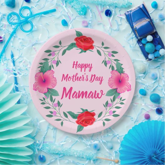 Happy Mother Day Edit Name Großmutter Mamaw Pappteller (Party)