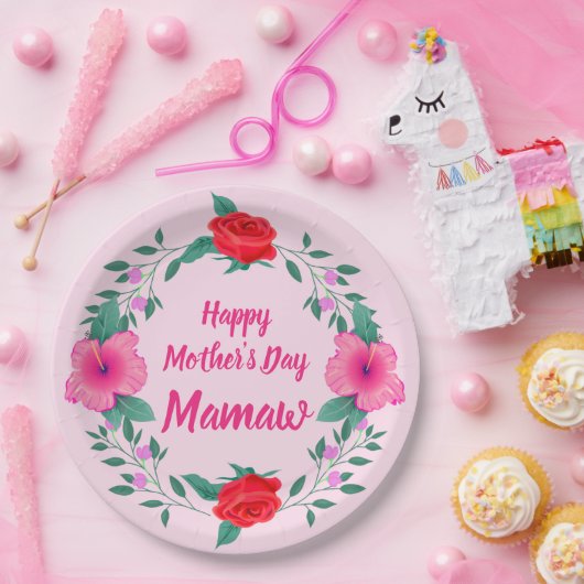 Happy Mother Day Edit Name Großmutter Mamaw Pappteller (Party)