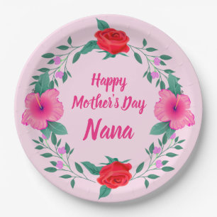 Happy Mother Day Edit Name Großmutter Nana Pappteller