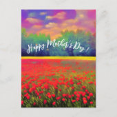 Happy Mother Day - farbenfrohe Tulpenlandschaft Postkarte (Vorderseite)