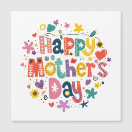 Happy Mother Day Floral Cool Stylish Lettering Magnetkarte