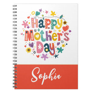 Happy Mother Day Floral Cool Stylish Lettering Notizblock