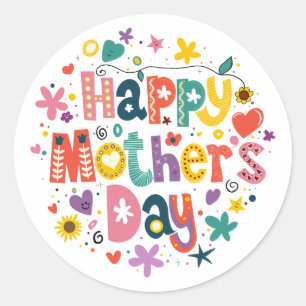 Happy Mother Day Floral Cool Stylish Lettering Runder Aufkleber