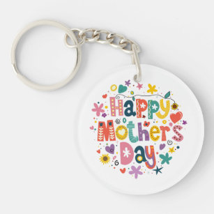 Happy Mother Day Floral Cool Stylish Lettering Schlüsselanhänger