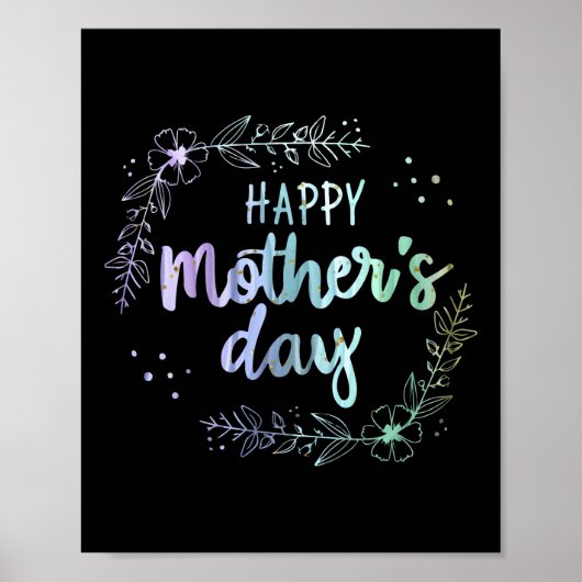 Happy Mother Day Floral Rainbow Colors Poster (Vorne)