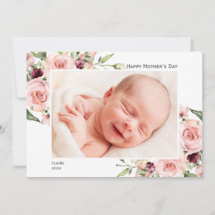Happy Mother Day Foto Card mit rosa Rosen Feiertagskarte