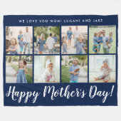Happy Mother Day Foto Collage Message Navy Blue Fleecedecke (Vorderseite (Horizontal))