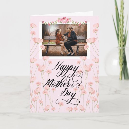 Happy Mother Day Foto Custom Floral Karte (Vorderseite)