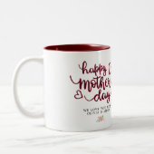 Happy Mother Day Foto Custom Text Burgundy Zweifarbige Tasse (Links)