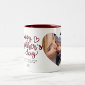 Happy Mother Day Foto Custom Text Burgundy Zweifarbige Tasse (Mittel)