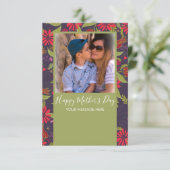 Happy Mother Day Hand gezeichnet Florals Lila Karte (Stehend Vorderseite)