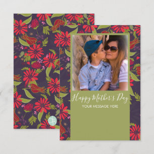 Happy Mother Day Hand gezeichnet Florals Lila Karte
