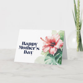 Happy Mother Day Hibiskus Tropical Dankeskarte